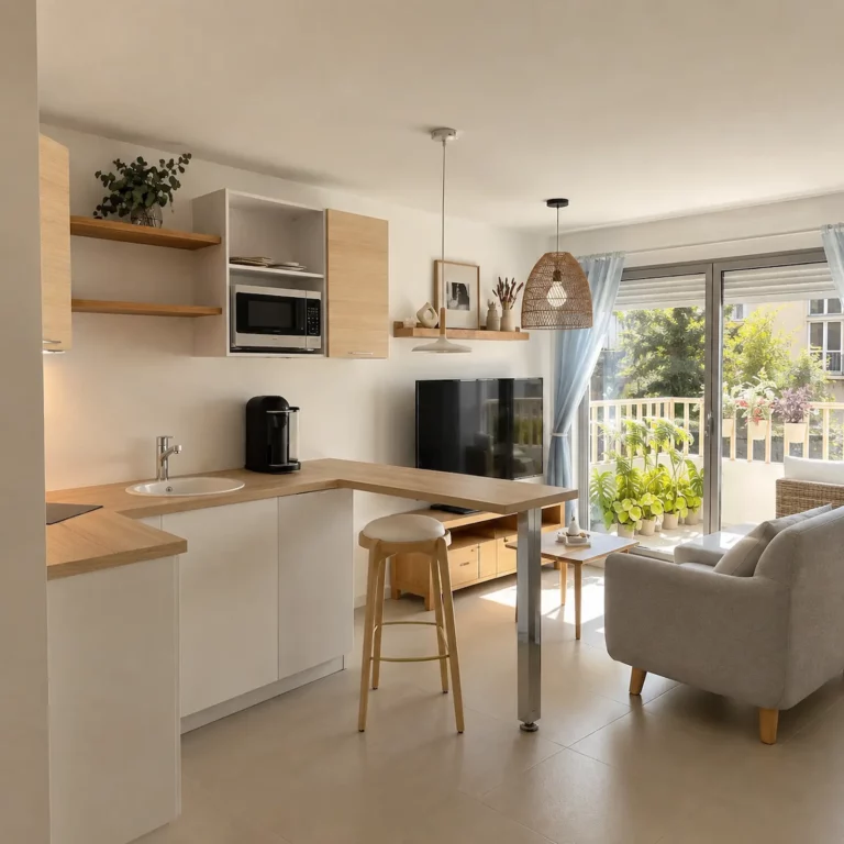Studio à Bobigny avec couchage escamotable et bureau intégré